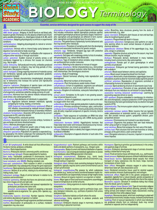 Upplýsingar um Biology Terminology eftir BarCharts Publishing, Inc. - Biðlisti